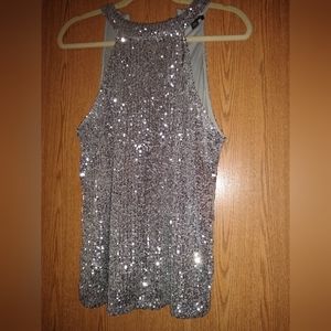 Woman's LG Silver Sequin Halter Top